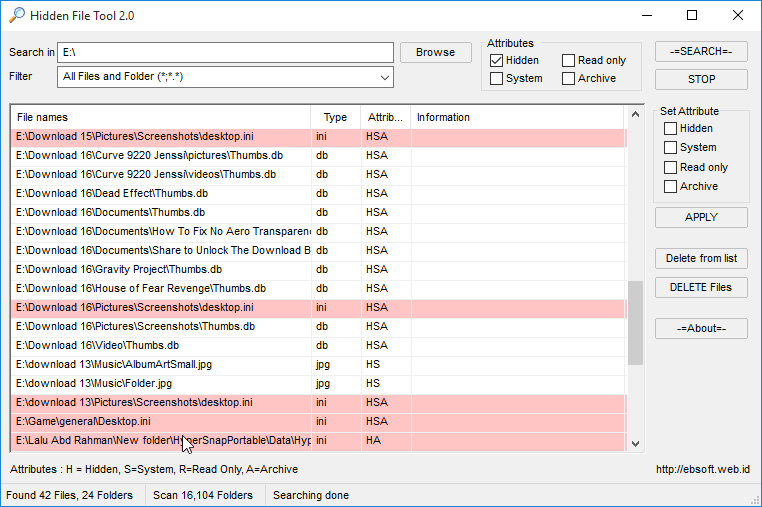 menemukan hidden file