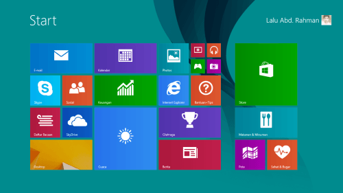 Start Screen setelah direset (kembali ke tampilan awal)