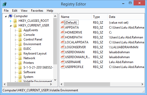 Jendela Registry Editor
