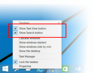 Sembunyikan search dan taskview windows 10-tp