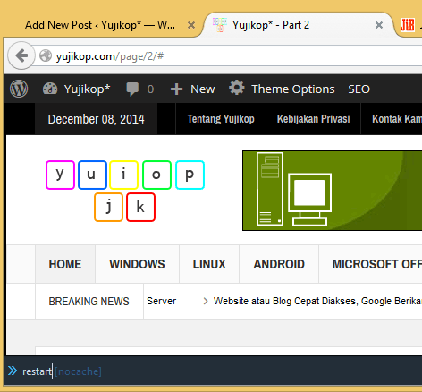 Perintah restart firefox