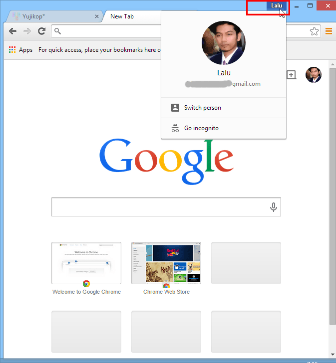 tombol profile Chrome