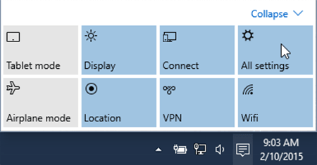 action center windows 10
