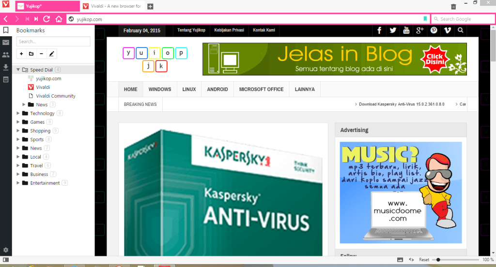 vivaldi browser home