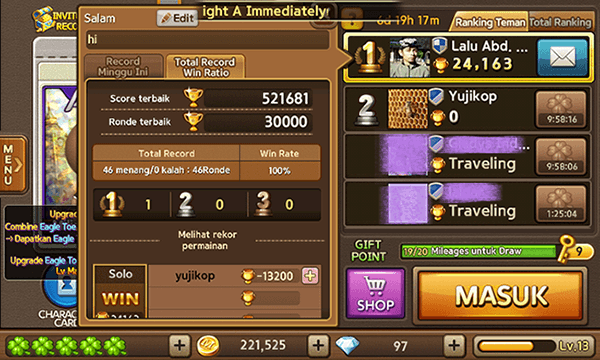 Total record win ratio 100