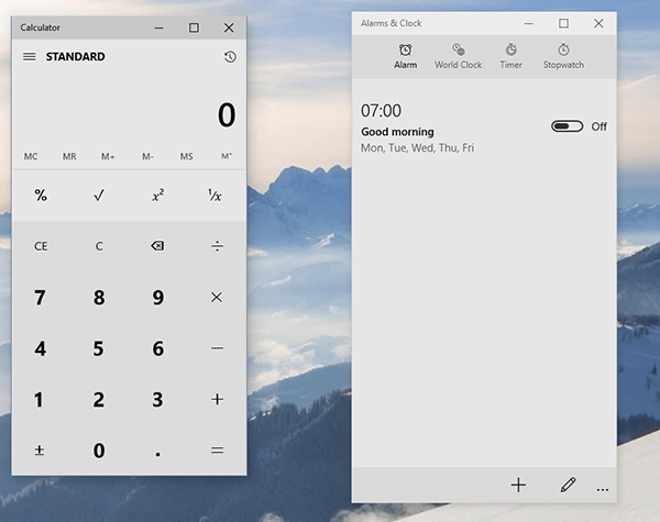 calculator-alarm-clock windows 10 10049
