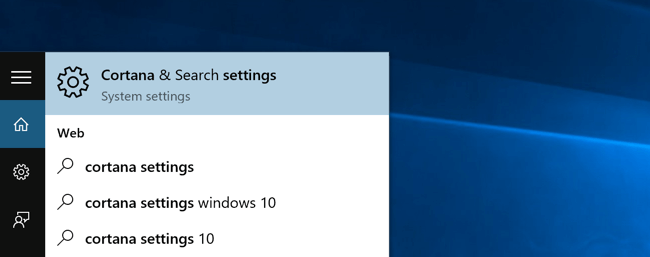 cortana settings