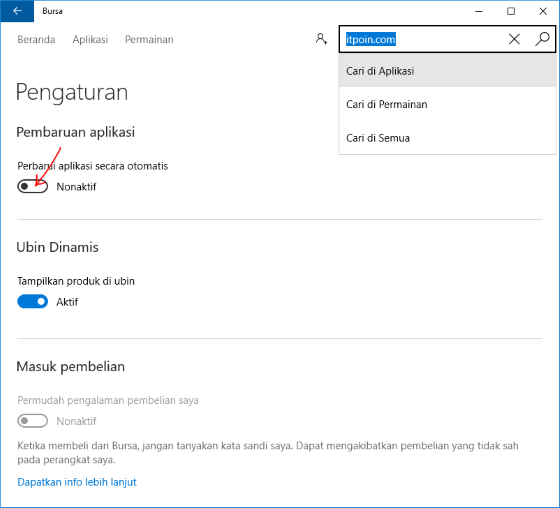 Dissable-Nonaktifkan Update Otomatis Aplikasi Windows 10