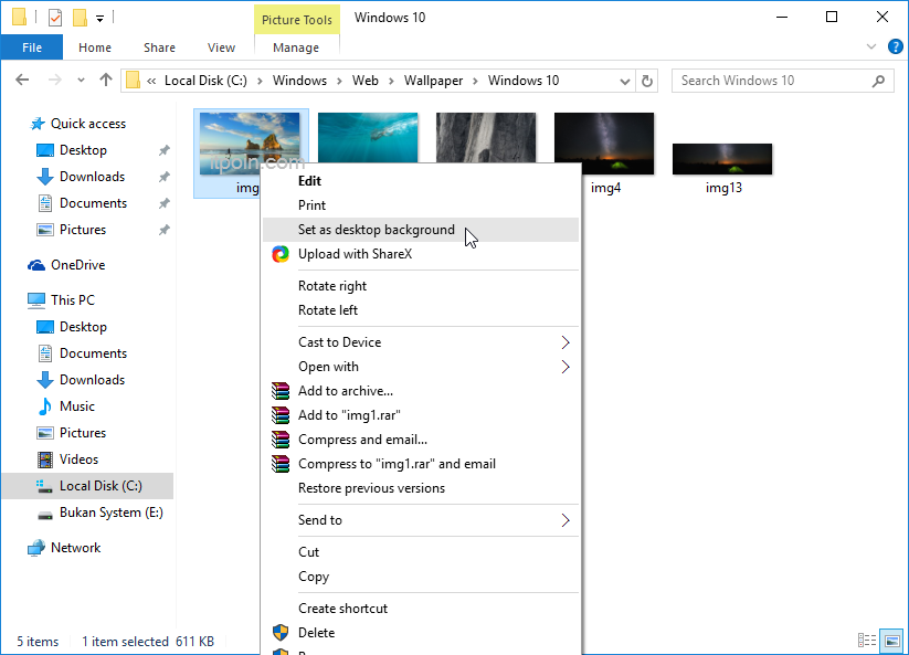 Mengubah wallpaper windows 10 tanpa aktivasi