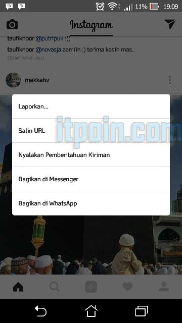 Copy URL Foto dan Video Instagram