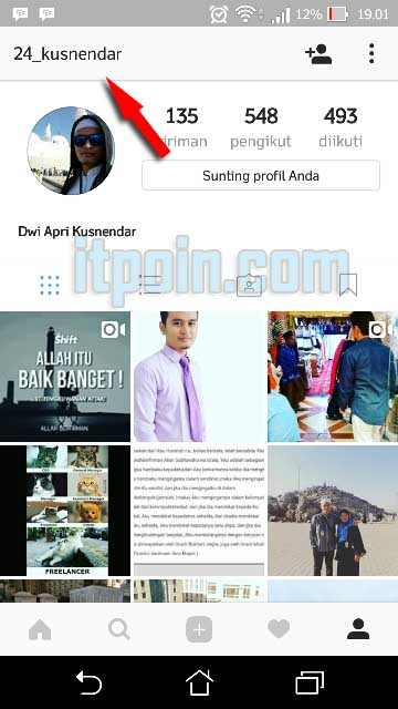 Copy URL akun Instagram