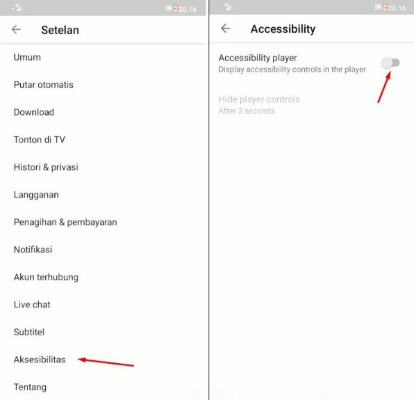 menghilangkan tanda silang youtube android