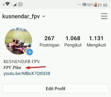 cara tulisan miring bio IG
